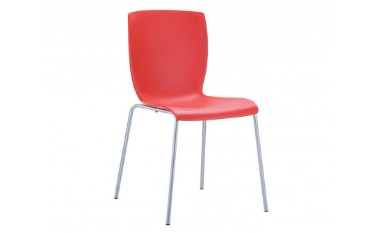 Krzesło MIO z siedziskiem z tworzywa sztucznego CZERWONEGO