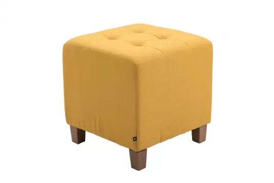 Pufa kwadratowa PHAR obicie materiał ŻÓŁTY nogi drewno