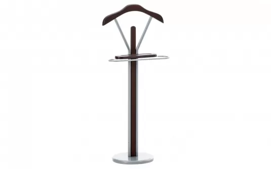 Stojak na ubrania RONALD  stal polerowana oraz wstawki z drewna WENGE