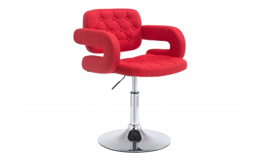 Jasnoczerwony fotel podstawa trąbkowa DUB materiał pikowany