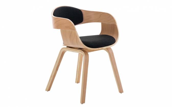 Krzesło z drewna jasnego i siedziskiem z czarnegou KINGSTON