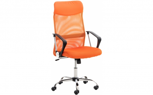 Pomarańczowe Krzesło biurowe WASH kółka obrotowy podłokietniki tapicerka siatkowa NIEBIESKA