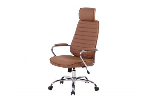 fotel do pracy biurowy RIKO kółka podłokietniki tapicerka ekoskóra JASNY BRĄZ