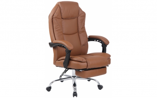 JASNOBRĄZOWY fotel biurowy obrotowy podłokietniki pochylany podnóżek CASTLE ekoskóra CZARNA