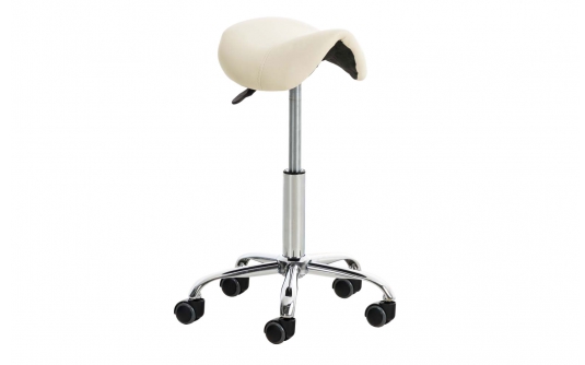 Kremowy hoker do pracy siodło RENO skóra ekologiczna KREMOWA