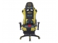 Fotel dla gracza masażer podgrzewany z podnóżkiem Turbo XFM czarno-zielonożółta tapicerkaowa