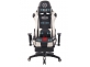 Fotel dla gracza masażer podgrzewany z podnóżkiem Turbo XFM czarno-biała tapicerka  ekologiczna