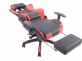 Fotel dla gracza masażer podgrzewany z podnóżkiem Turbo XFM czarno-czerwona tapicerka  ekologiczna