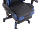 Fotel dla gracza masażer podgrzewany z podnóżkiem Turbo XFM czarno-niebieska tapicerka  ekologiczna