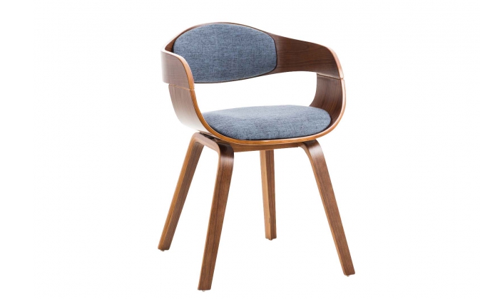 Krzesło z drewna i siedziskiem z szaroniebieskiegou KINGSTON