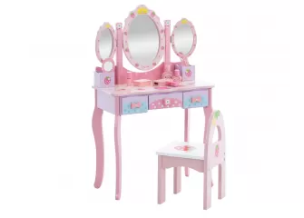 Toaletka dla dzieci różowa EMILIA z 3 lustrami