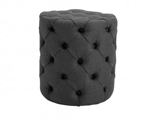 Ciemnoszara okrągła pufa pikowana 42 cm chesterfield DRAN materiał