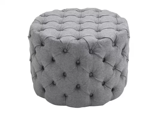 Szara okrągła pufa pikowana 60cm chesterfield DRAN materiał