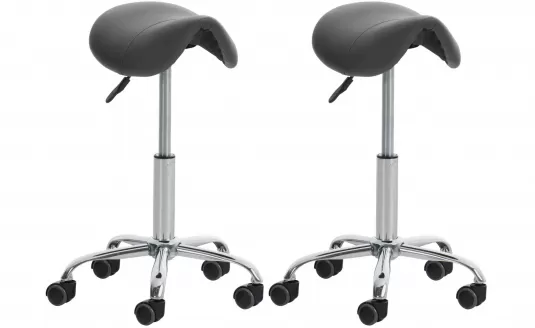 2x szary hoker do pracy siodełkowy RENO skóra ekologiczna