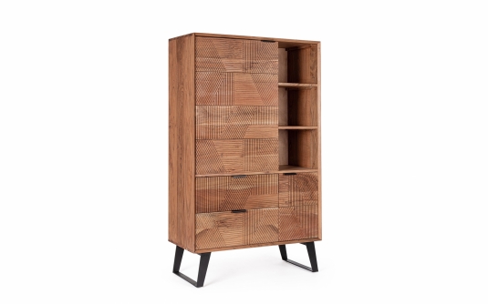 ISAR CABINET 88×40×150 komoda akacjowa zdobiona ręcznie