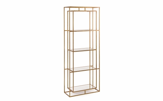 Regał ELENOR 68×28×172,5 – stal i szkło, 4 półki, elegancki loftowy styl