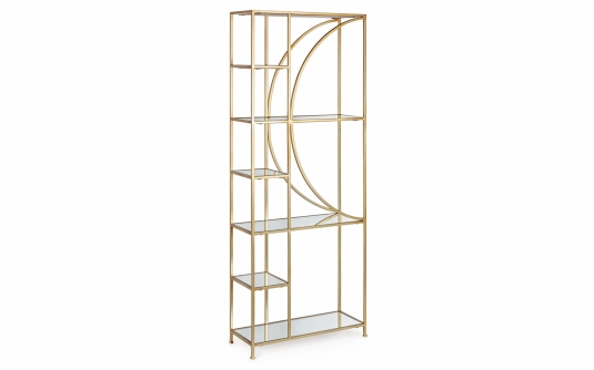 Regał ELENOR 66×25,5×176 – stal i szkło, 6 półek, elegancki regał loftowy